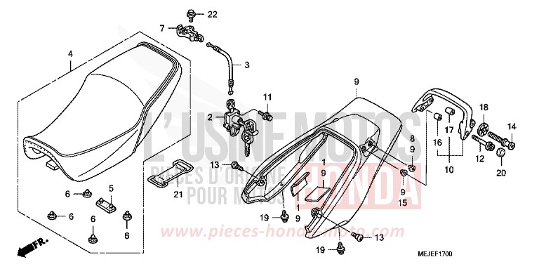 SITZ/WINDLAUF, HINTEN von CB1300 Super Bold'or ABS DARKNESS BLACK METALLIC (NH463F) von 2007